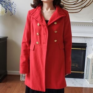 THE LIMITED Double Breasted Wool Blend Coat in Bright Red - Sz XS